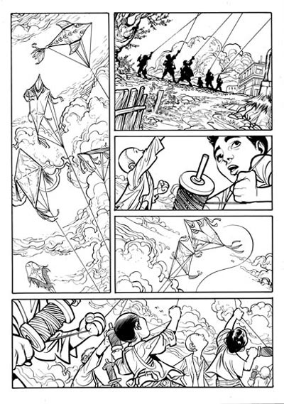Il Cacciatore di Aquiloni - Tavola 12 chine<br>disegni di Fabio Celoni<br><i>(c) 2011 Edizioni Piemme</i>