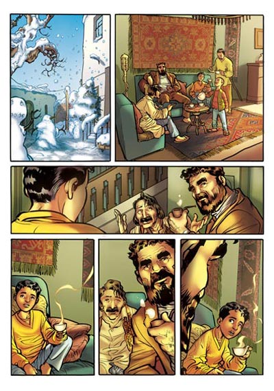 Il Cacciatore di Aquiloni - Tavola 29<br>disegni di Fabio Celoni, colori di Mirka Andolfo<br><i>(c) 2011 Edizioni Piemme</i>