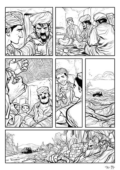 Il Cacciatore di Aquiloni - Tavola 99 chine<br>disegni di Fabio Celoni<br><i>(c) 2011 Edizioni Piemme</i>