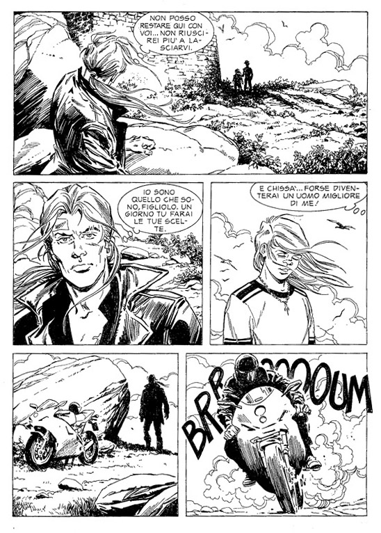 Un momento toccante: Demian osserva da lontano la sua amata Marie e suo figlio Etienne Un momento toccante: Demian osserva da lontano la sua amata Marie e suo figlio Etienne<br>disegni di Fabrizio Busticchi e Luana Paesani<br><i>(c) 2011 Sergio Bonelli Editore</i>