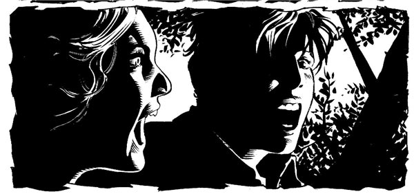 Vignetta tratta dal romanzo a fumetti Stria<br>disegni di Luigi Simeoni<br><i>(c) 2011 Sergio Bonelli Editore</i>