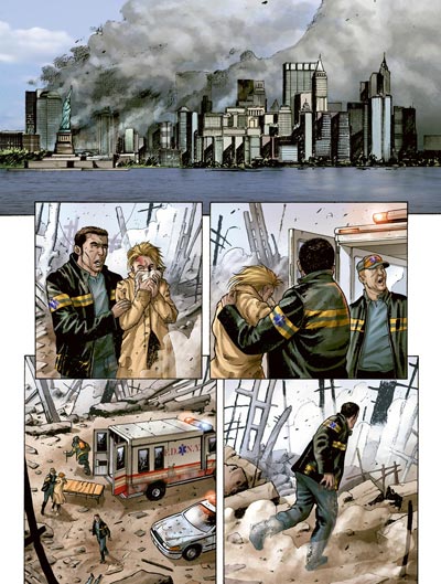 Re-Mind numero 1 - Tavola 1<br>disegni e colori di Andrea Mutti<br><i>(c) 2011 Edizioni BD</i>