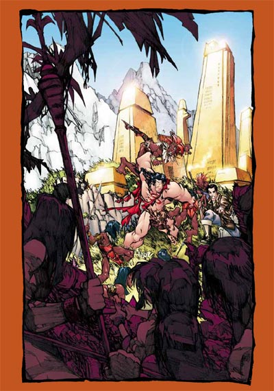 Cover Superman Tarzan Numero 2 Edizione USA<br>disegni di Humberto Ramos<br><i>(c) 2011 DC Comics/Dark Horse</i>