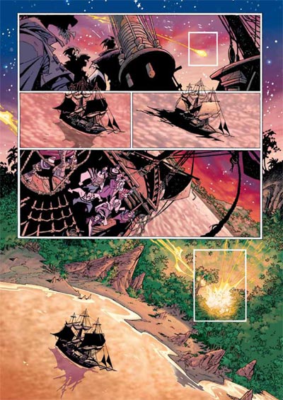 Tavola tratta dal volume Superman Tarzan<br>disegni di Carlos Meglia, colori di Dave Stewart<br><i>(c) 2011 Bao Publishing</i>