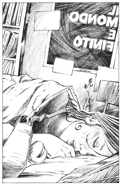 Tavola tratta dal volume Cave Canem<br>disegni di Nicolò Assirelli<br><i>(c) 2011 Edizioni BD</i>