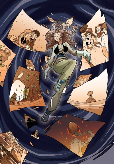 Tavola tratta da Eternopolis cartonato numero 2<br>disegni di Roberta Pierpaoli ed Elisa Falcone, colori di Marina Iovine<br><i>(c) 2011 Salvatore Taormina</i>