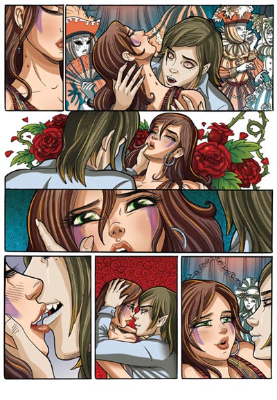 Tavola tratta da Vampire's Tears numero 2<br>disegni di Elena Mirulla, colori di Marina Iovine<br><i>(c) 2011 Salvatore Taormina</i>
