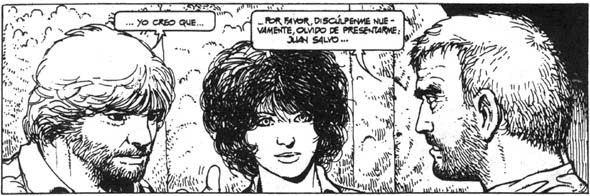 L’Eternauta incontra Jan e Karen, i protagonisti della serie La Città<br>disegni di Juan Gimènez<br><i>(c) varie editoriali / Eura Editoriale</i>