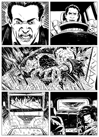 Omissis 25 - Nuvole Nere numero 1 - Tavola 5<br>disegni di Francesco Bonanno<br><i>(c) 2011 Carlo Lucarelli & Edizioni Star Comics</i>