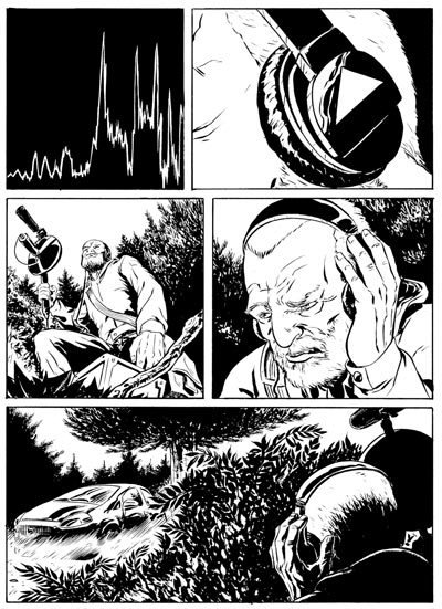 Nero a più voci - Nuvole Nere numero 2 - Tavola 3<br>disegni di Fabio Ramacci<br><i>(c) 2011 Carlo Lucarelli & Edizioni Star Comics</i>