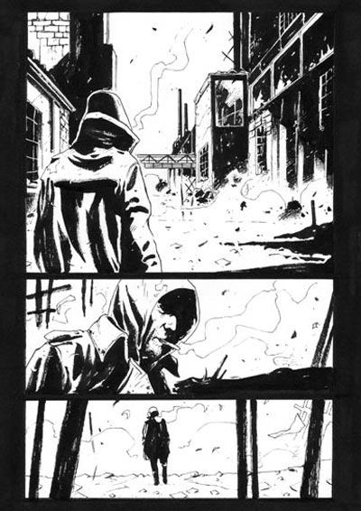 Tavola tratta dal graphic novel Ghost<br>disegni di Andrea Mutti<br><i>(c) 2011 Edizioni BD</i>
