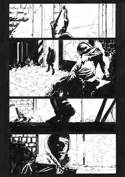 Tavola tratta dal graphic novel Ghost<br>disegni di Andrea Mutti<br><i>(c) 2011 Edizioni BD</i>