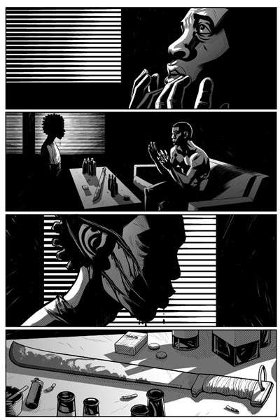 Tavola tratta dal graphic novel 99 Giorni Tavola tratta dal graphic novel 99 Giorni<br>disegni di Kristian Donaldson<br><i>(c) 2011 Panini Comics</i>