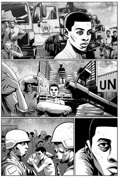 Tavola tratta dal graphic novel 99 Giorni<br>disegni di Kristian Donaldson<br><i>(c) 2011 Panini Comics</i>