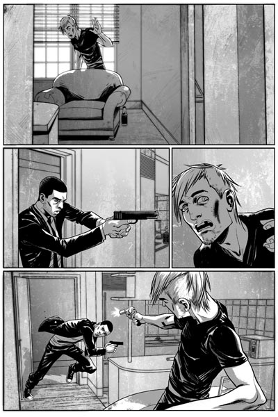 Tavola tratta dal graphic novel 99 Giorni<br>disegni di Kristian Donaldson<br><i>(c) 2011 Panini Comics</i>