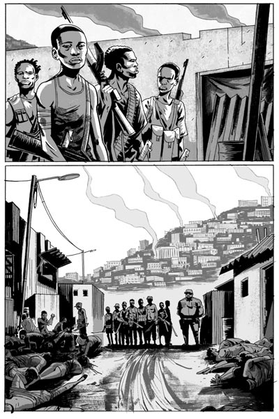 Tavola tratta dal graphic novel 99 Giorni<br>disegni di Kristian Donaldson<br><i>(c) 2011 Panini Comics</i>