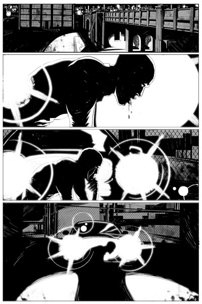 Tavola tratta dal graphic novel 99 Giorni Tavola tratta dal graphic novel 99 Giorni<br>disegni di Kristian Donaldson<br><i>(c) 2011 Panini Comics</i>