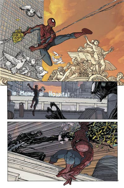 Tavola tratta dalla miniserie Spider-Man & I Fantastici 4<br>disegni e colori di Mario Alberti<br><i>(c) 2011 Panini Comics</i>