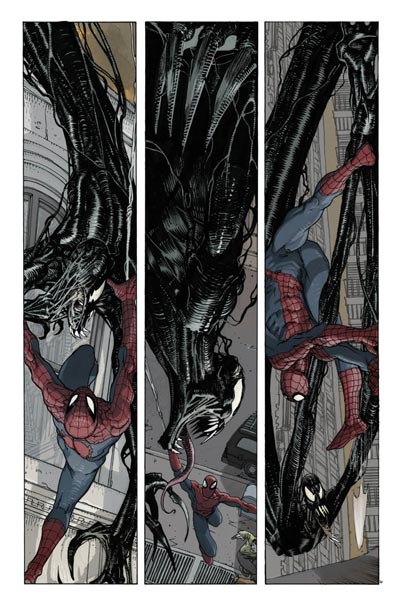 Tavola tratta dalla miniserie Spider-Man & I Fantastici 4<br>disegni di Mario Alberti<br><i>(c) 2011 Panini Comics</i>