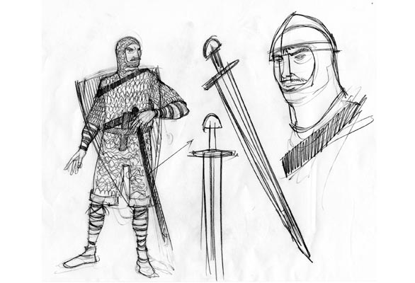 1066 - Studio Personaggi: Guglielmo il Conquistatore<br>disegni di Emanuele Tenderini<br><i>(c) 2011 Comma22</i>