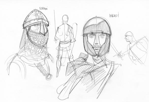 1066 - Studio Personaggi: Soldati Normanni e Inglesi<br>disegni e colori di Emanuele Tenderini<br><i>(c) 2011 Comma22</i>
