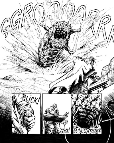 Legion75 numero 2 - Tavola 31<br>disegni di Massimiliano Bergamo<br><i>(c) 2011 Walter Riccio & Edizioni Star Comics</i>
