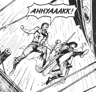 Zagor e Cain in azione Zagor e Cain in azione<br>disegni di Michele Rubini, Zagor n.555, pag.71<br><i>(c) 2011 Sergio Bonelli Editore</i>