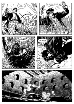 La cripta<br>disegni di Giampiero Casertano<br><i>(c) 2011 Sergio Bonelli Editore</i>