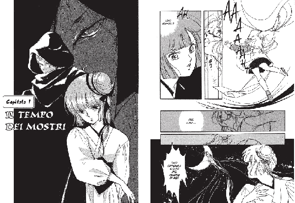 Due tavole del manga<br>disegni di Narumi Kakinouchi<br><i>(c) 2011 Goen</i>