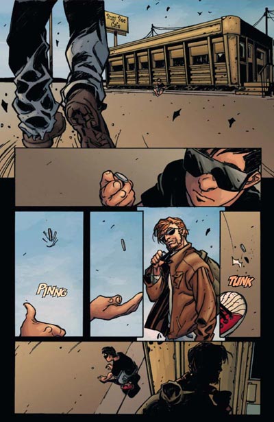 Tavola tratta da Daredevil: Reborn<br>disegni di Davide Gianfelice, colori di Matt Hollingsworth<br><i>(c) TM & © 2012 MARVEL Edizione italiana: Panini S.p.A.</i>