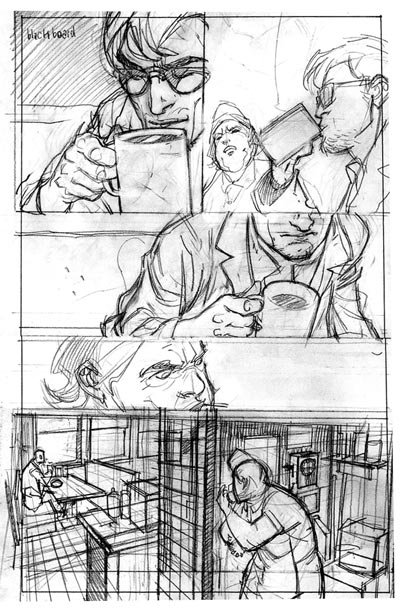 Layout tavola tratta da Daredevil: Reborn<br>disegni di Davide Gianfelice<br><i>(c) TM & © 2012 MARVEL Edizione italiana: Panini S.p.A.</i>