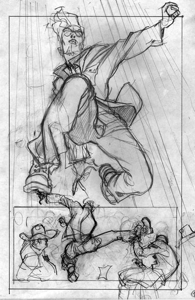 Layout tavola tratta da Daredevil: Reborn<br>disegni di Davide Gianfelice<br><i>(c) TM & © 2012 MARVEL Edizione italiana: Panini S.p.A.</i>