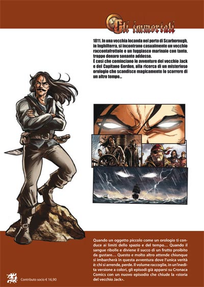 Gli Immortali cartonato numero 1 - quarta di copertina<br>disegni e colori di Vincenzo Riccardi<br><i>(c) 2012 Salvatore Taormina</i>
