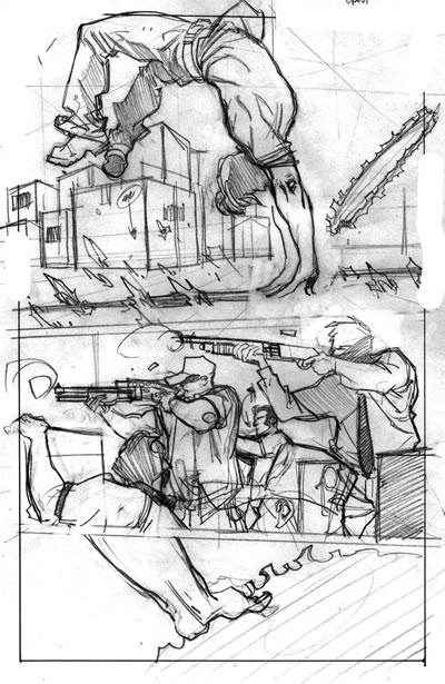 Layout tavola tratta da Daredevil: Reborn<br>disegni di Davide Gianfelice<br><i>(c) TM & © 2012 MARVEL Edizione italiana: Panini S.p.A.</i>