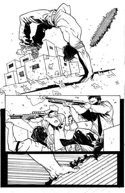 Chine tavola tratta da Daredevil: Reborn Chine tavola tratta da Daredevil: Reborn<br>disegni di Davide Gianfelice<br><i>(c) TM & © 2012 MARVEL Edizione italiana: Panini S.p.A.</i>