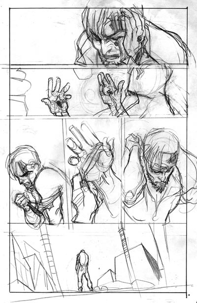 Layout tavola tratta da Daredevil: Reborn<br>disegni di Davide Gianfelice<br><i>(c) TM & © 2012 MARVEL Edizione italiana: Panini S.p.A.</i>