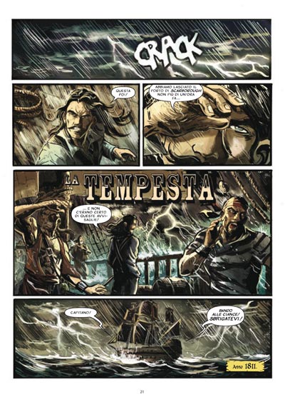 Tavola tratta da Gli Immortali cartonato numero 1<br>disegni e colori di Vincenzo Riccardi<br><i>(c) 2012 Salvatore Taormina</i>