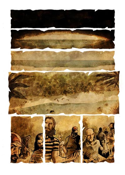 Tavola tratta da Gli Immortali cartonato numero 1<br>disegni e colori di Vincenzo Riccardi<br><i>(c) 2012 Salvatore Taormina</i>