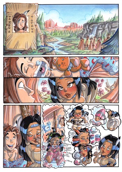 Tavola tratta da Crazy Tribe cartonato numero 2<br>disegni e colori di Elena Mirulla<br><i>(c) 2012 Salvatore Taormina</i>
