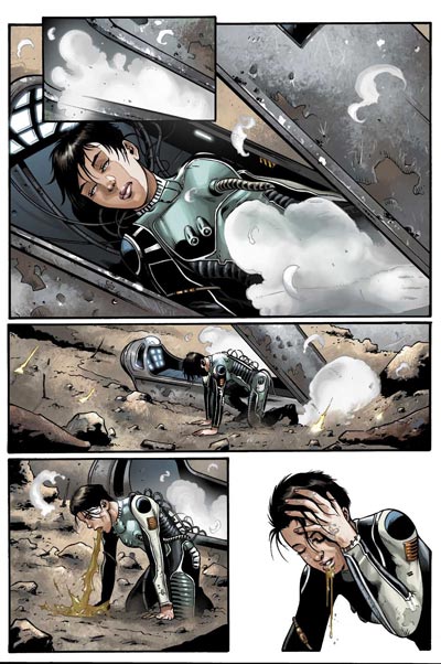 Tavola tratta dalla miniserie Rage<br>matite di Andrea Mutti, chine di Pierluigi Baldassini, colori di Michael Atiyen<br><i>(c) TM & © 2012 DARK HORSE Edizione italiana: Panini S.p.A.</i>