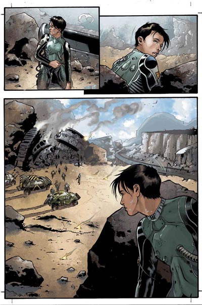 Tavola tratta dalla miniserie Rage<br>matite di Andrea Mutti, chine di Pierluigi Baldassini, colori di Michael Atiyen<br><i>(c) TM & © 2012 DARK HORSE Edizione italiana: Panini S.p.A.</i>