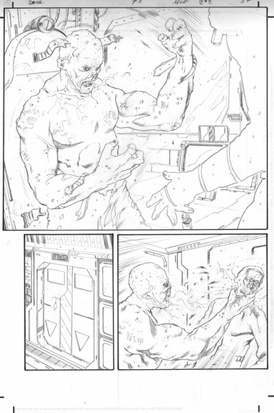 Tavola tratta dalla miniserie Rage<br>matite di Andrea Mutti<br><i>(c) TM & © 2012 DARK HORSE Edizione italiana: Panini S.p.A.</i>