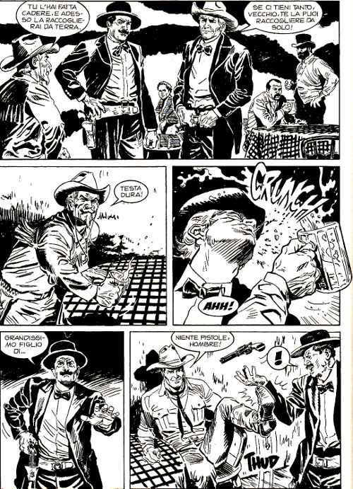 Un tranquillo pranzo al ristorante Un tranquillo pranzo al ristorante<br>Tex 614, pag.28 - Tavola di Leomacs<br><i>(c) 2011 Sergio Bonelli Editore</i>