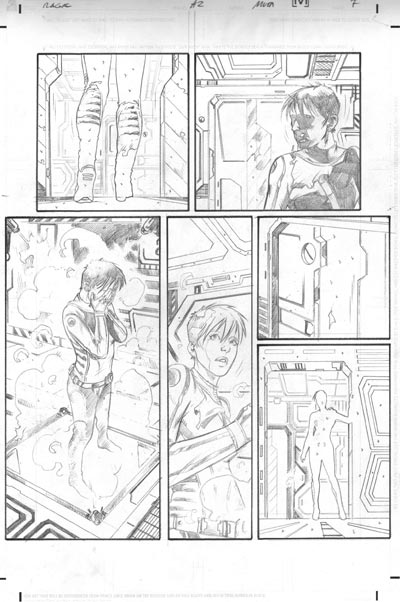 Tavola tratta dalla miniserie Rage<br>matite di Andrea Mutti<br><i>(c) TM & © 2012 DARK HORSE Edizione italiana: Panini S.p.A.</i>