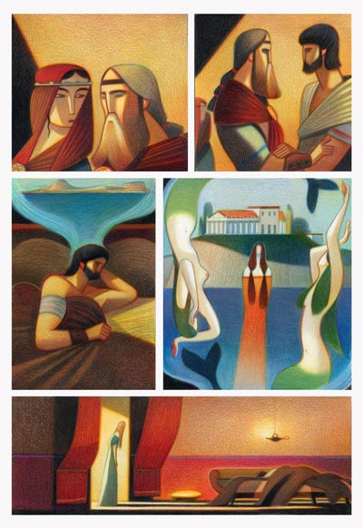 Tavola tratta da Nausicaa<br>disegni e colori di Andrea Serio<br><i>(c) 2012 Vittorio Pavesio Productions</i>