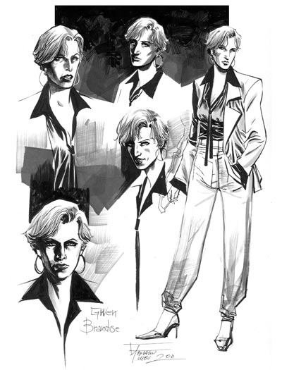 LAW - Studio Personaggi: Gwen Brandise<br>disegni di Fabiano Ambu<br><i>(c) 2012 Davide G.G. Caci, Giorgio Salati, Fabiano Ambu & Edizioni Star Comics</i>