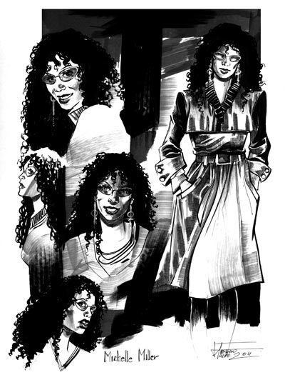 LAW - Studio Personaggi: Michelle Miller<br>disegni di Fabiano Ambu<br><i>(c) 2012 Davide G.G. Caci, Giorgio Salati, Fabiano Ambu & Edizioni Star Comics</i>