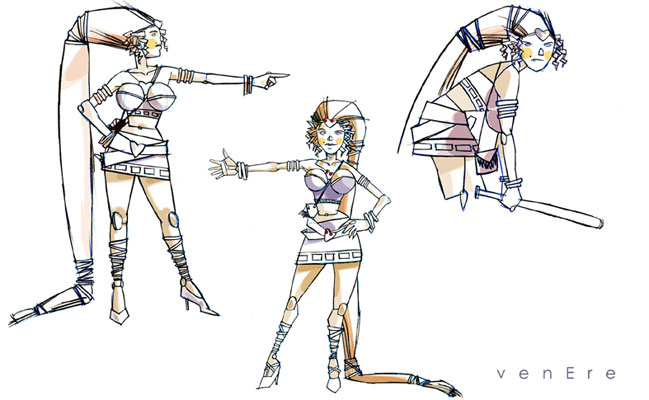 DEI - Studi Personaggi, seconda fase: Venere<br>disegni e colori di Emanuele Tenderini<br><i>(c) 2012 Bao Publishing</i>