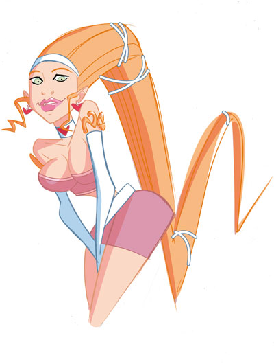 DEI - Studi Personaggi: Venere (versione Bionda)<br>disegni e colori di Emanuele Tenderini<br><i>(c) 2012 Bao Publishing</i>