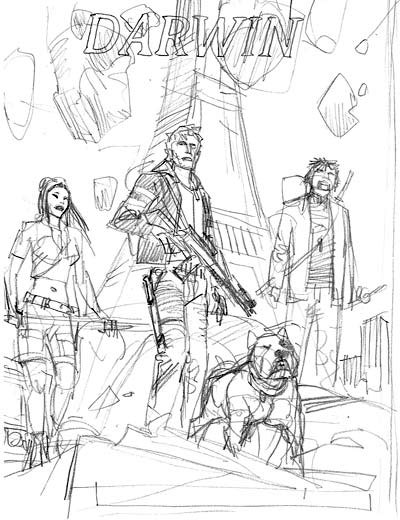 Darwin - Bozza Cover<br>disegni di Luigi Piccatto<br><i>(c) 2012 Sergio Bonelli Editore</i>